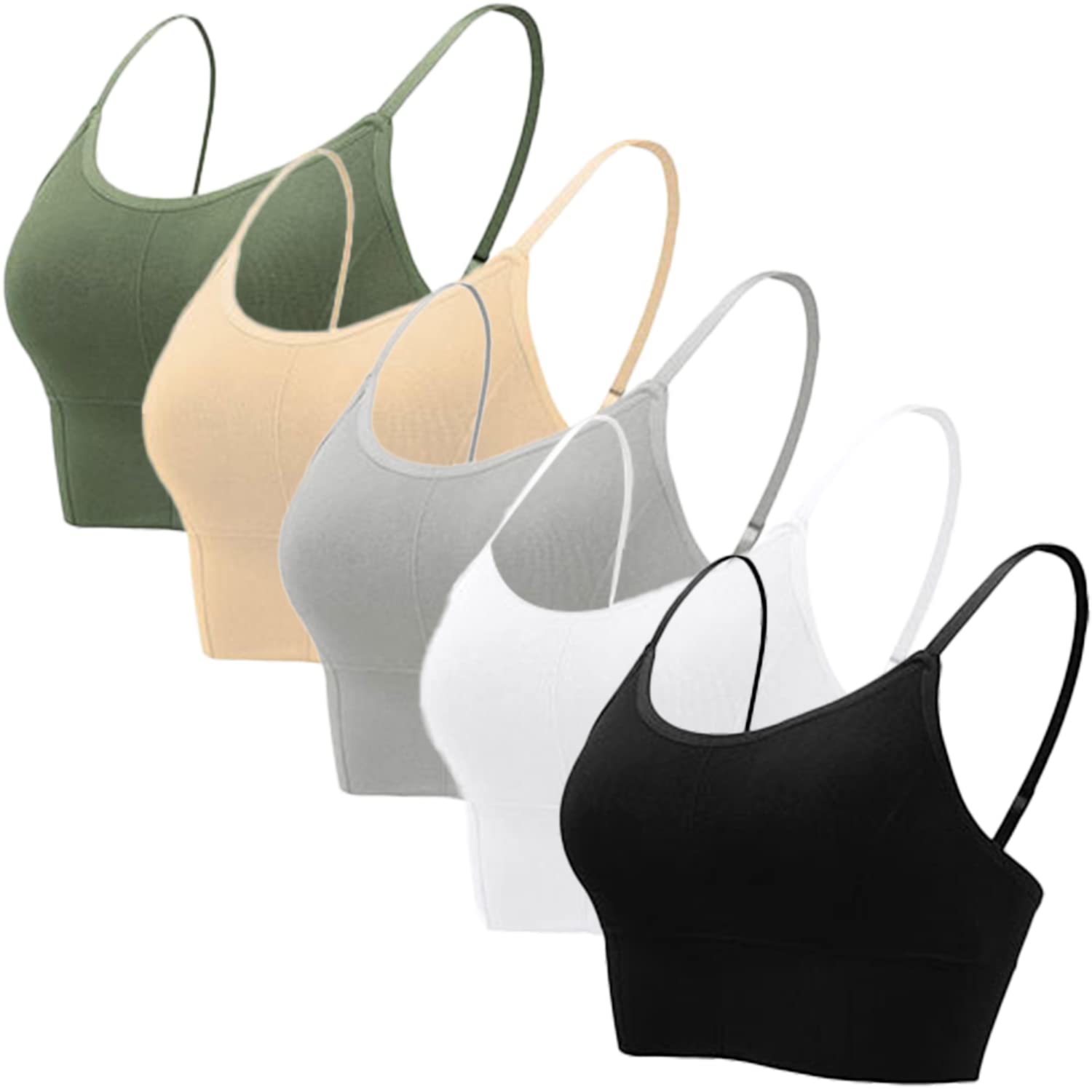Dress CiciLongline Bra Set for Ladies, 5Pcs Sport Bra, Stretchy, Wireless, Adjustable Shoulder Straps