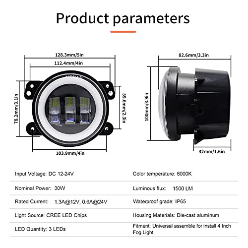 4 Polegada Rodada Led Luz De Nevoeiro 30W Halo 6000K Branco Off Road Dia Correndo Luz Para Jeep Wran