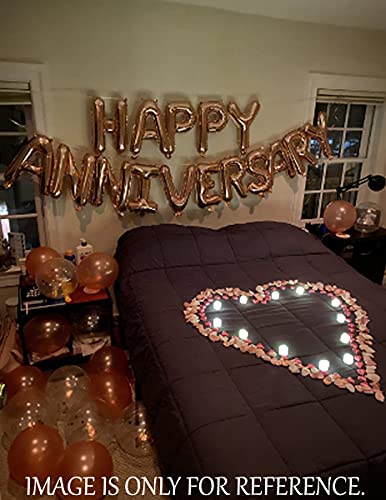 Image of AMFIN Happy Anniversary Rose Gold Letter Foil Balloon, Happy Anniversary Alphabets Rose Gold Foil Balloons, Party Decoration Items (16 Letters) - Rose Gold