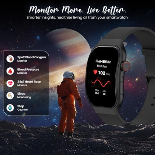 Image of GameSir Fitrivo Black Dial Smart Watch Combo 2.01 inch AMOLED Display with 4 Straps, Bluetooth Calling, IP67, Crown Control, 100+ Sports Modes, SPO₂ & Health Tracking, for Men & Women (Black Dial)