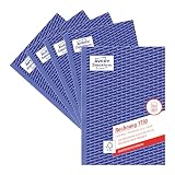 AVERY Zweckform 1730-5 Rechnung (A5, 2 x 40 Blatt, selbstdurchschreibend mit farbigem Durchschlag, enthält alle vom Finanzamt geforderten Angaben), 5er-Pack, Weiß/Gelb