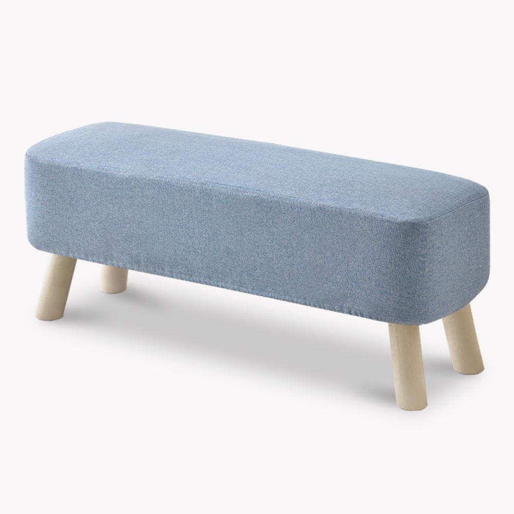 Tabouret carré réglable en cuir bleu clair pouf repose-pieds salon