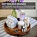 Virginia Boys Kitchens Round Serving Tray – 16.5 Inch Walnut Wood Platter with Handles - Perfect for Serving or Centerpiece Display on Ottoman and Coffee Table