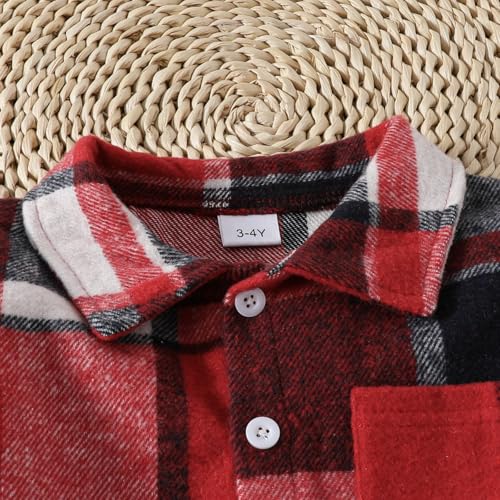 Toddler Boy Clothes Button Down Plaid Sweatshirt Pants 2PCS Boy Winter Fall Outfits Set4