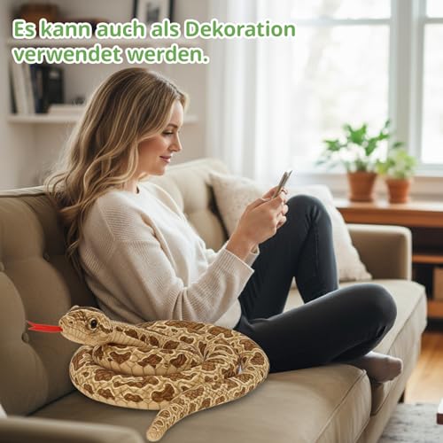 ZocRjvN Kuscheltier Schlange, Plüsch Schlange Spielzeug, 100 cm Langes Stofftier Schlange, Braunes Kuscheltier Schlange Für Kinder Und Erwachsene, Prank Geschenk