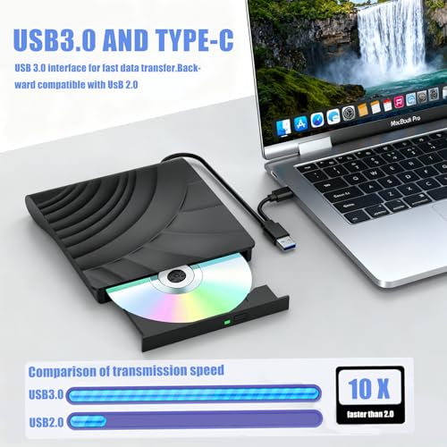 Lecteur Blu-ray externe USB C avec graveur CD DVD pour PC et Linux