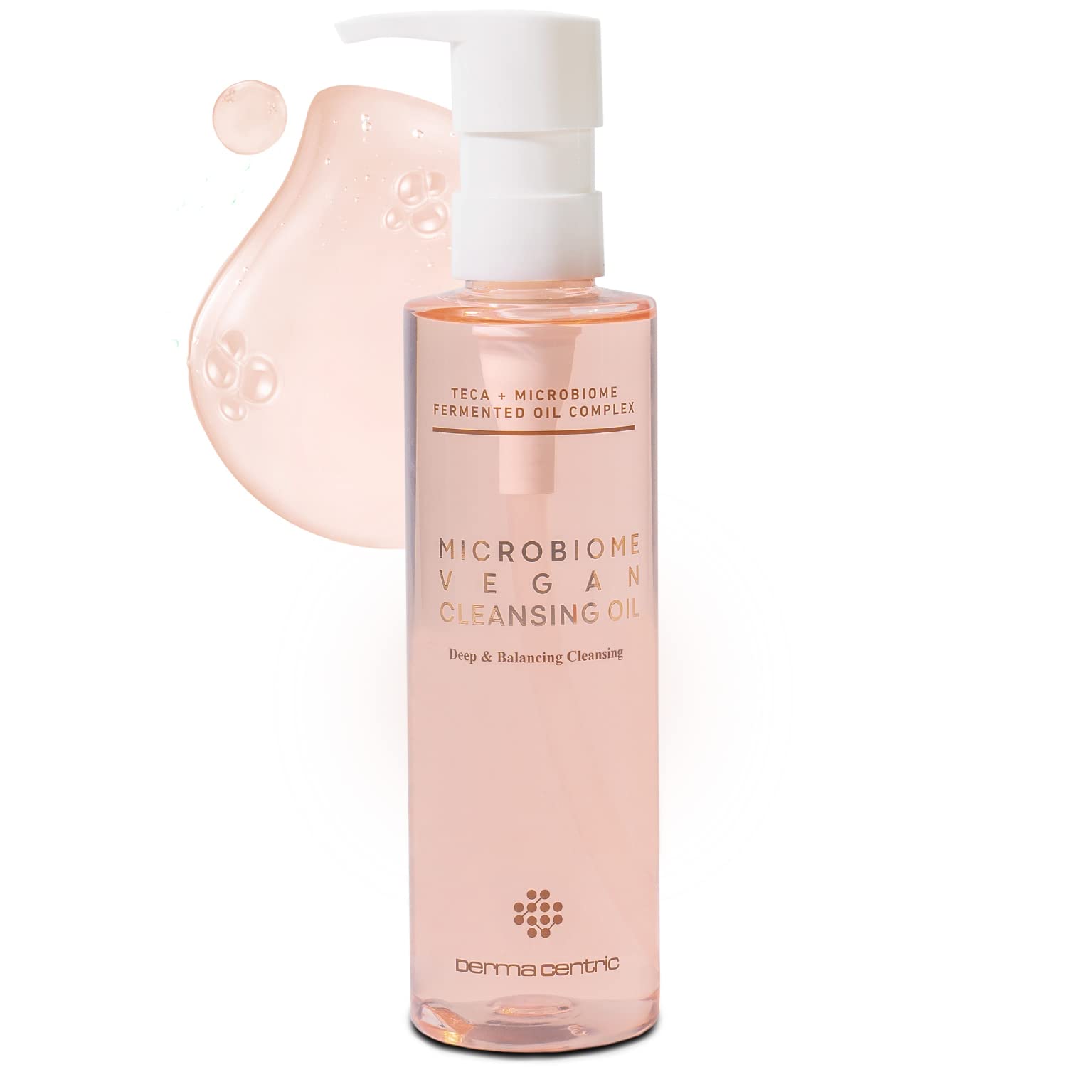 DERMACENTRICMicrobiome Vegan Cleansing Oil | Korean Skin Care Gentle Makeup Remover w/Probiotics, Collagen Peptides & Centella Asiatica | Pore Refining & Sebum Removing Face Exfoliator (6.76fl oz)