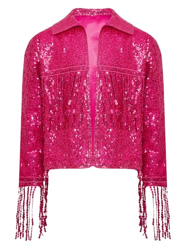 Hularka Kids Girls Sequins Jacket Jazz Disco Dance Coat Long Sleeve Open Front Cardigan Tops Performance Party Outwear3