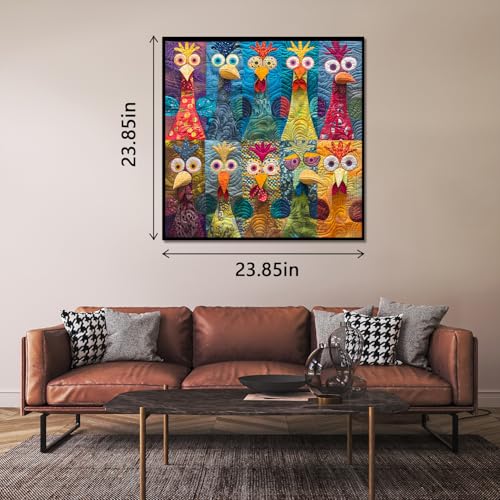 Funny Chickens Puzzles para adultos 1000 piezas, Rompecabezas patchwork de gallo, Colorido rompecabezas de animales como arte de pared para el hogar miniatura 3