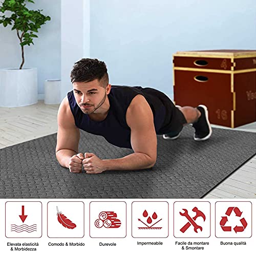 Tapis d'exercice en mousse durable et dalles de sol EVA emboîtables épaisses - 5