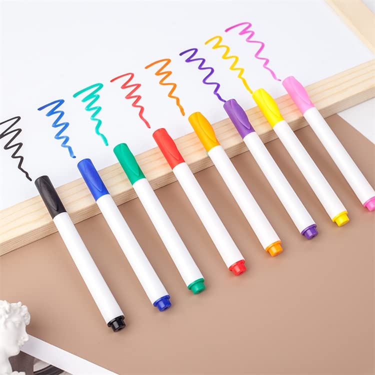 10 Pic Markers with dusters at Top in Black Ink Erasable Writing Drawing Pens for White Surfaces White Board LED Boards Today's Special Boards for School Colleges Restaurants(any random color)
