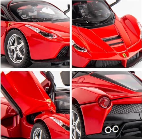 Image of 1:32 Scale Ferrari Race and LaFerrari Toy Car | Metal Pullback Diecast Car for Kids with Openable Doors, Sound, Light Effects Toy for Car Enthusiasts (Color As Per Available)