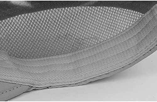 Close-up image of the interior of a grey cap, showing mesh fabric and stitching.