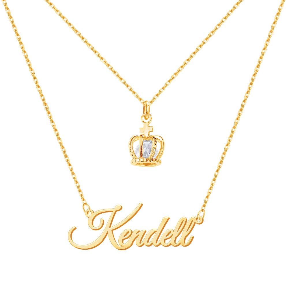EVER2000Name Necklace,Personalised Necklace for Women,Finely Layered Necklace Cubic Zirconia Name Necklace,Crystal Pendant Anniversary Birthday Mother's Day Jewelry Gifts for Mum,Her,Wife