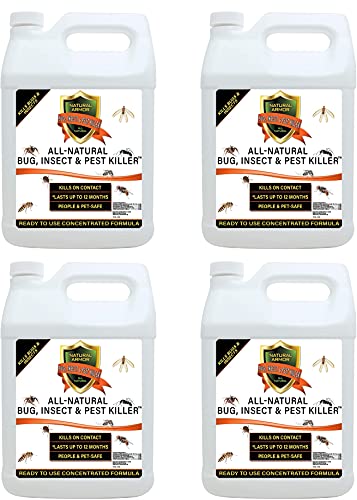 Natural Armor Natural Bug, Insect & Pest Killer & Control Including Fleas, Ticks, Ants, Spiders, Bed Bugs, Dust Mites, Roaches and More for Indoor and Outdoor Use, 128 oz Gallon Refill Case of 4