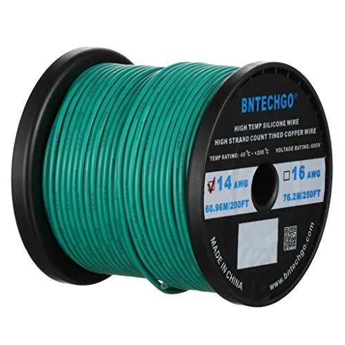 Hottest Sales BNTECHGO 14 Gauge Silicone Wire Spool 200 ft Green Flexible 14 AWG Stranded Tinned Copper Wire Featured Product BNTECHGO 14 Gauge Silicone Wire Spool 200 ft Green Flexible 14 AWG Stranded Tinned Copper Wire