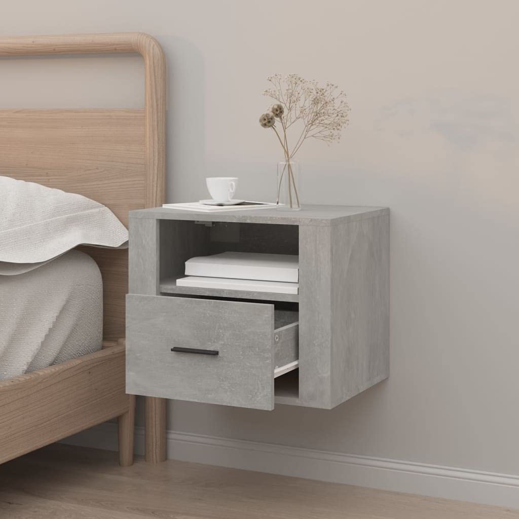 Wand Nachttisch aus Holzwerkstoff mit Stauraum und stabiler Oberplatte für Wohnzimmer und Schlafzimmer, Montage ohne Bodenfläche