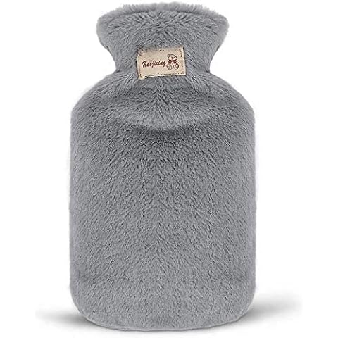 Wärmflasche mit Bezug, 800ML Wärmflaschen Super Soft Plüschbezug Sicher Und Frei Von Schadstoffen und Langlebig Wärmeflasche Cover