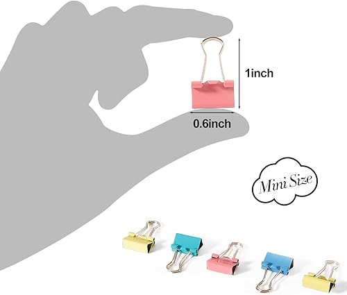 Miniatura 10 de Clips grandes de 1.6 pulgadas de largo, coloridos, para oficina (24 piezas)