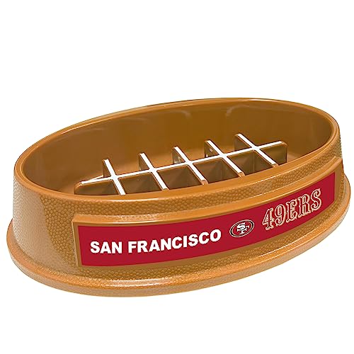 Image of NFL Super-Bowl 49ERS Slow Feeder Dog & Cat Bowl. Football Design for Healthy Digestion. Non-Slip for Large & Small Pets