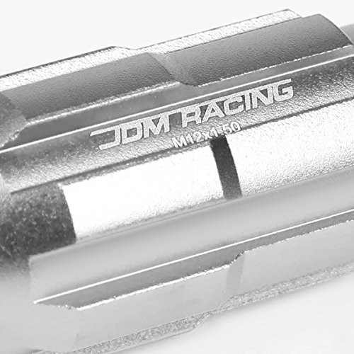 Image of DNA MOTORING LN-ZTL-9025-15-SL 20Pcs M12 x 1.5 Open End Style Wheel Lug Nuts w /Deep Drive Extension Adapter, 24mm OD /50mm H, Silver
