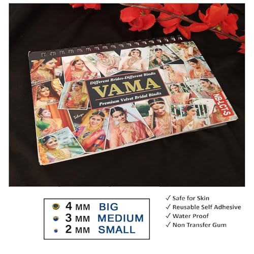 Image of VAMA Fashions Multicolour Stone Self Adhesive Kumkum Bindis Sticker Bindiya Bride Groom Forehead Bindi Spiral Book Booklet for Women & Girls (Multi Size Bindi Book)