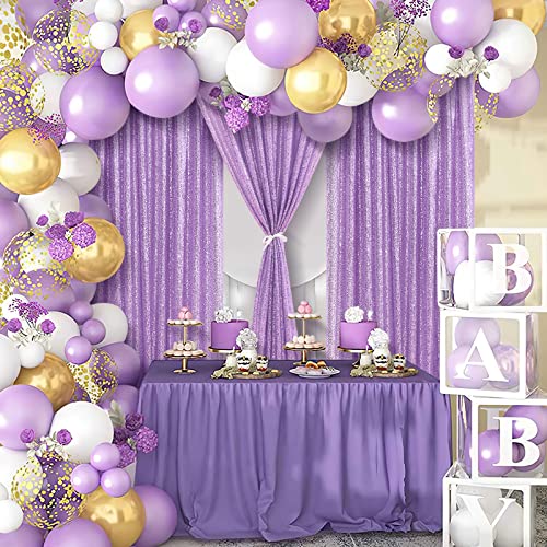 Image of Sparkly Sequin Backdrop Curtain 4 Pcs 2ftx8ft Wedding Party Backdrop Lavender Sequence Sequin Photo Booth Backdrop