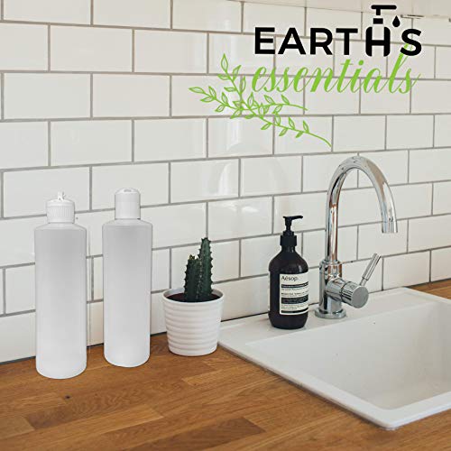 Earth's Essentials 2 Pack Refillable 16 Ounce Plastic Squeeze Bottles With Both Press Disc Caps And Flip Up Spout Caps-Natural Translucent Color, Includes Patented Funnel #TOP4