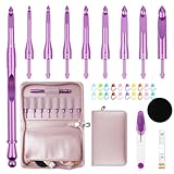 BsHooker Interchangeable Crochet Hooks Set with Case Inline Crochet Hooks Size from 3mm-8mm Ergonomic Handle Crochet Needles Set with Case for Beginners