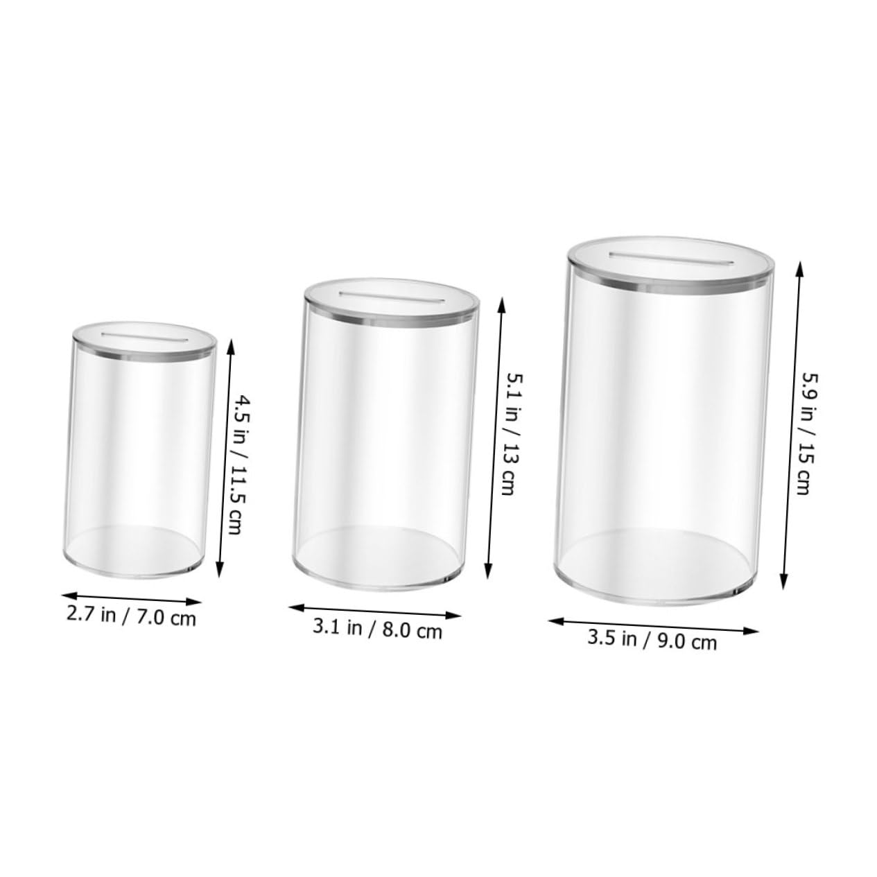 Lot de 3 Boîtes à Monnaie en Acrylique, Boîte Compacte, Forme Box
