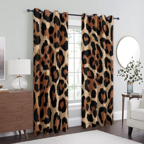 Leopard Bedroom Curtains 72 Inch - Safari Cheetah Print Printed
