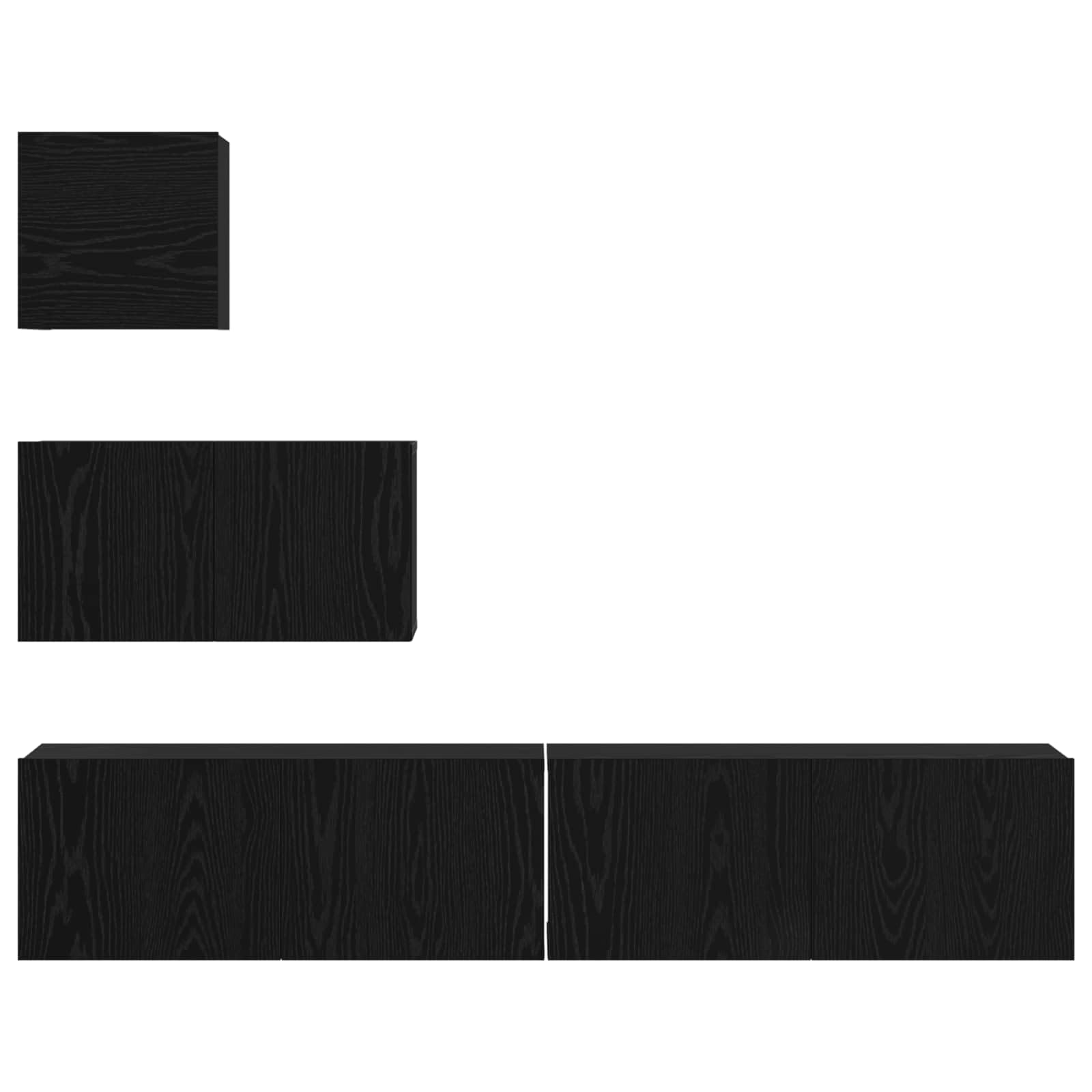 Juego de 3 muebles de TV colgantes, mueble bajo con aspecto de roble negro, tablero de TV montado en la pared de madera para el salón