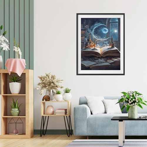 TOSTOG Diamond Painting Kits for Adults,Castle and Book Full Drill Diamond Art Embroidery Pictures,5D DIY Diamond Art Kit for Home Wall Decor 30x40cm/12x16inch - Image 2