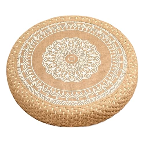 Meditationskissen, handgewebtes Pad, 50 cm, runder Bodensitz & stabile Sitzstütze, Yoga-Zubehör für drinnen und draußen, egal ob Atemarbeit üben und dehnen