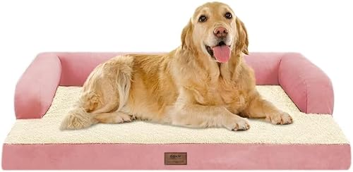 Miniatura 31 de Cama ortopédica extra grande para perros impermeable: cama de espuma viscoelástica para perros XL y extra grandes, sofá sofá, lavable con funda Azul