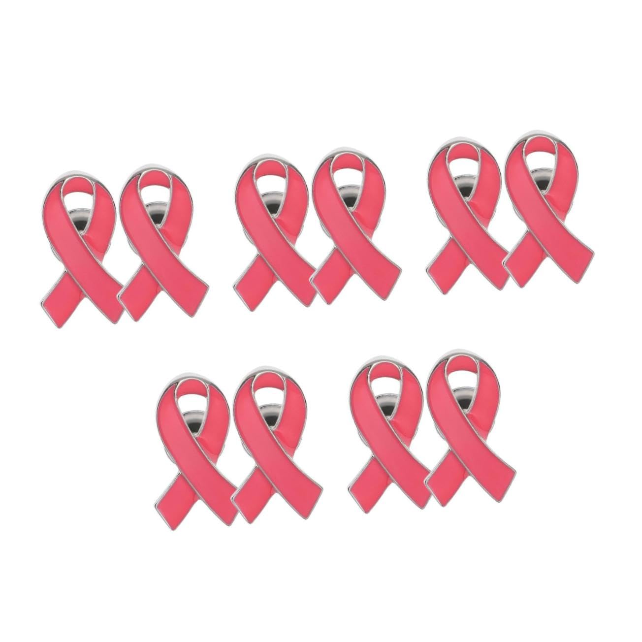 5sets Ribbon Brooch Jewelry Pin Lapel Pins for Women Charity Badge Pink Alloy 2pcs*5