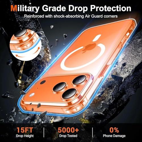 Image of for iPhone 17 Pro Case Clear with Screen Protector, [Compatible with Magsafe][Anti-Yellowing][Military-Grade Protection] Shockproof Slim Magnetic Phone Case Cover, Transparent