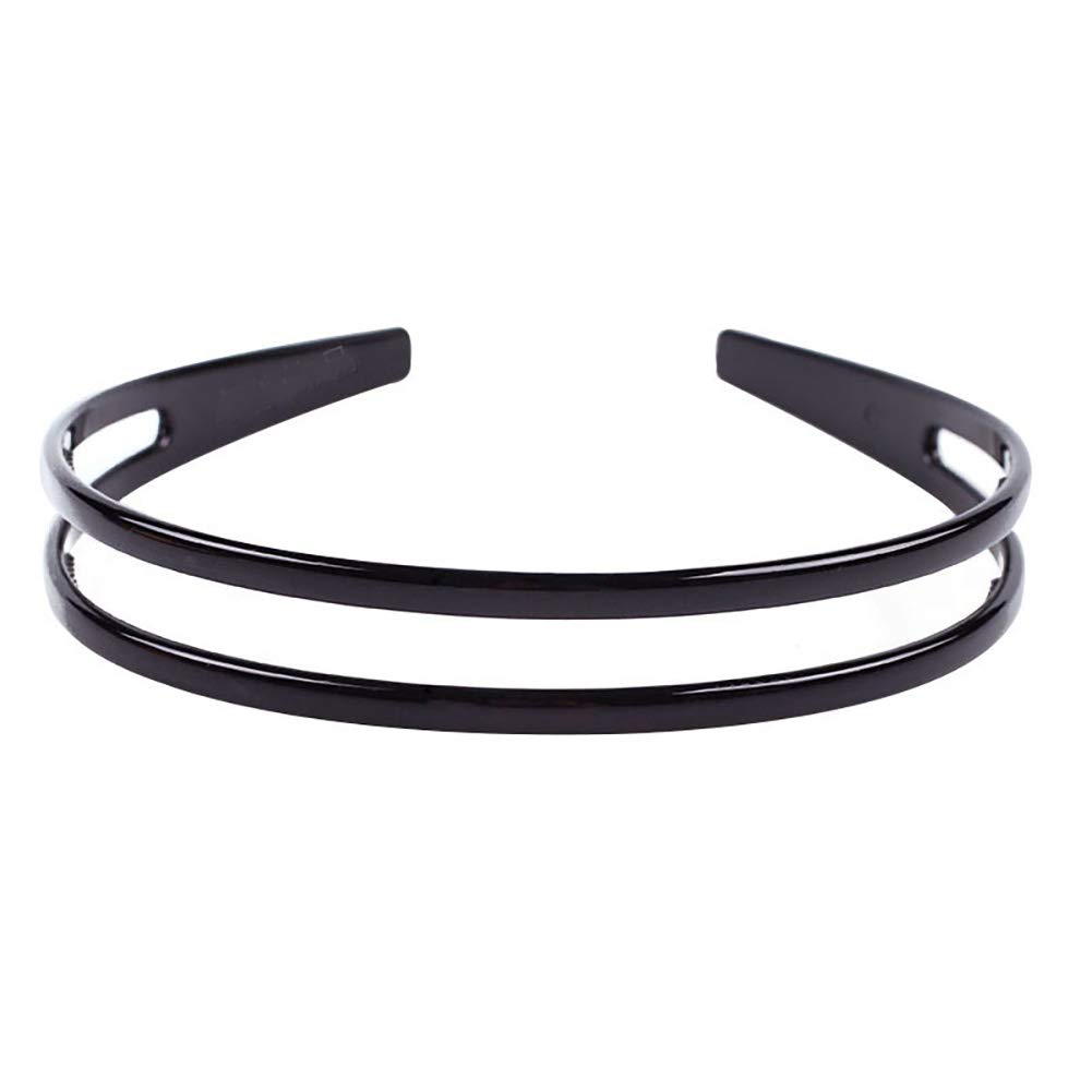 Set 2 Cerchietti In Plastica Per Capelli – Nero E Marrone – Fascia Rigida Per Donna E Uomo