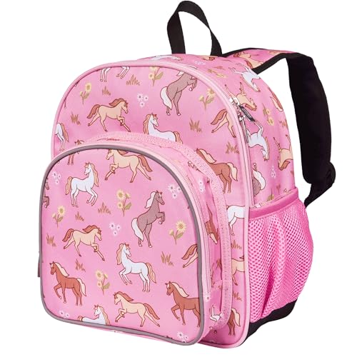 Image of Wildkin 12 Inch Toddler Backpack for Kids, Wild Horses | Ages 3-7, lightweight toddler backpack for daycare, preschool, and travel
