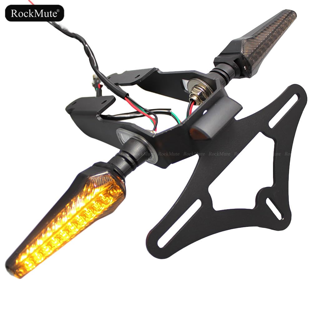 Tylny uchwyt tablicy rejestracyjnej do Kawasaki Ninja 650 Z650 2022 2023 Motocykl, Eliminator błotnika, uchwyt, kierunkowskaz sekwencyjny, płynące światło LED (pełny zestaw (uchwyt + wskaźniki)