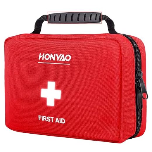 HONYAO Botiquín de Primeros Auxilios 222 Piezas, Kit Primeros Auxilios Completo, Botiquin para Casa Coche Trabajo Deporte Viaje Cámping, Rojo