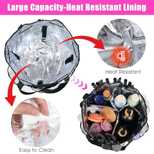 Hairstylist Traveling Bag, Large Capacity Hairdresser Barber Bag, Heat Resistant Hair Tools Travel Bag, Professional Makeup Organizer Bag, Waterproof Shower Toiletry Bag4