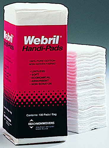 Webril Cotton Handi-Pads 4" x 4" Double Folded - 100 Pack (Case of 10)