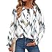Womens Button Front Long Sleeve Blouse Print Crew Neck Pullover T Shirts Lightweight Casual Loose Fit Tops Shirts