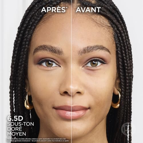 'Oréal Paris Fond de Teint Fluide Hydratation 24H Formule à 'Acide Hyaluronique Tous les Types de Peaux Accord Parfait Teinte : Caramel Doré 6.5.D 30 ml - vue 4