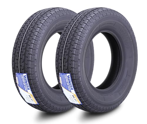 Set 2 Premium Trailer Tires 205 75 15 WINDA ST205/75R15 8-Ply LR D Steel Belted Radial w/Scuff Guard 8mm Deep Tread
