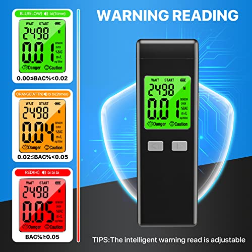 Figollty Breathalyzer,Professional-Grade Alcohol Tester with Memory and Warning Function for Personal and Professional Use(Black,10 Mouthpieces)