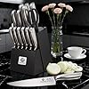 imarku 15-Piece Knife Set with Block, High Carbon Stainless Steel Kitchen Knives with Built-in Sharpener, Dishwasher Safe, Ergonomic Non-Slip Handle, Perfect for Home Cooks & Chefs, Black