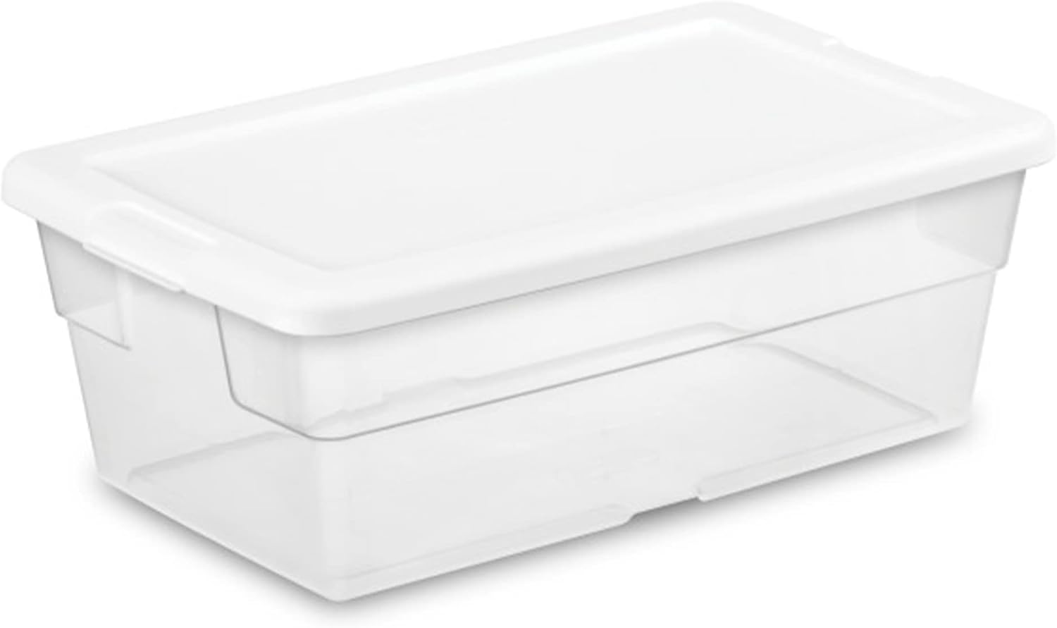 Sterilite 6 Quart Clear Plastic Stackable Storage Container Bin Box Tote with Snap-Close White Lid Organizing Solution for Home & Classroom, 72 Pack