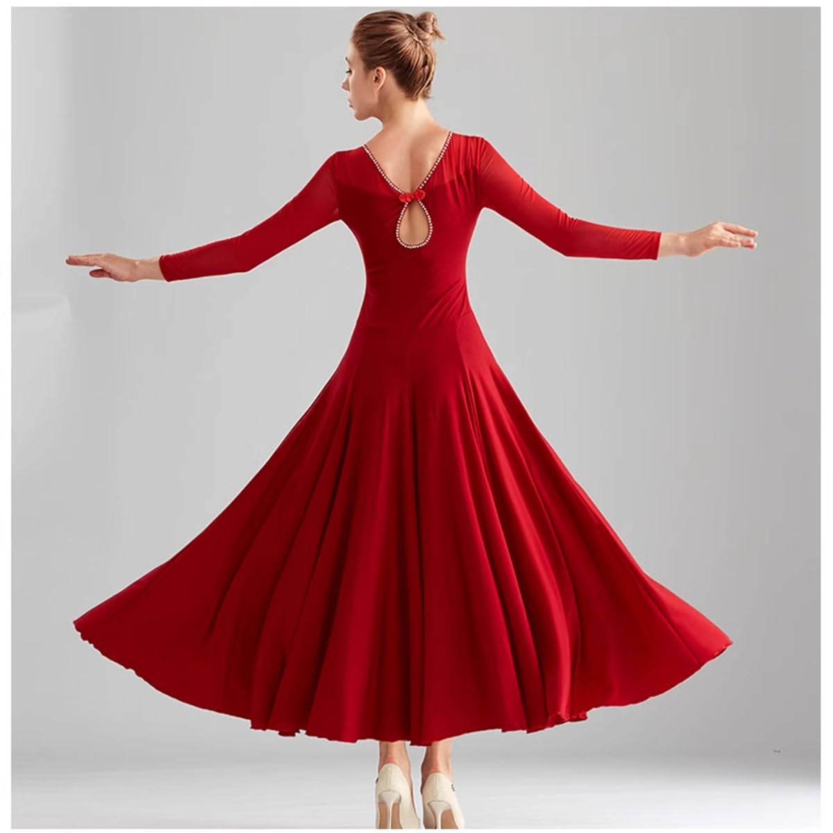Vestido de Baile de Salón para Mujeres, Vals Moderno, Cha Cha, Flamenco, para Promoción y Fiesta, Disfraz Lírico